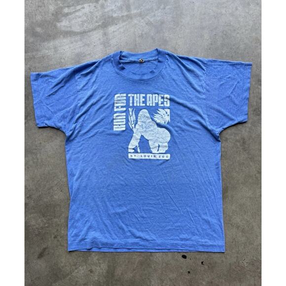 Vintage Screen Stars Running T-Shirt St. Louis Zoo Run For The Apes Promo Tee 91 - Picture 1 of 7